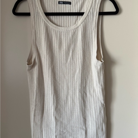 Zara Cream Ribbed Tank Top - Picture 2 of 3